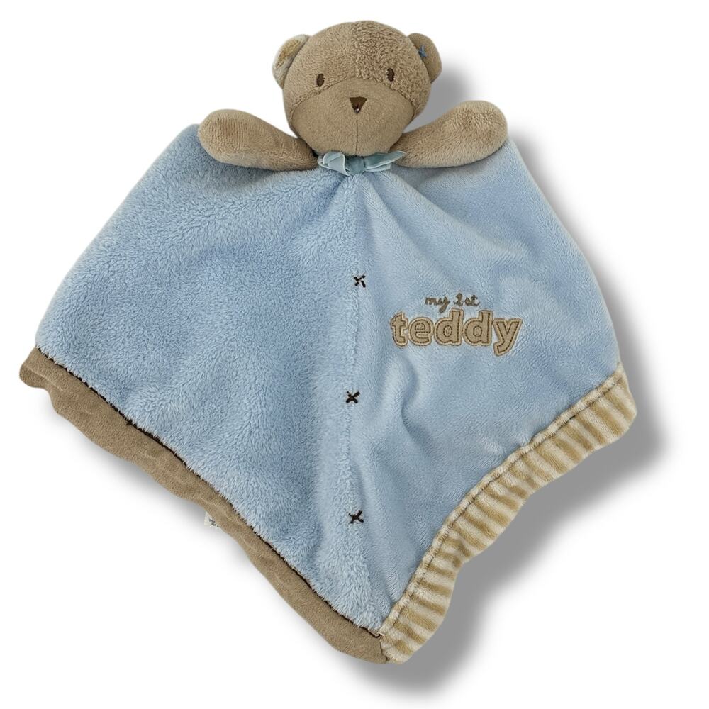 Carters Rattle Bear Lovey Security Blanket My First Teddy Satin Back